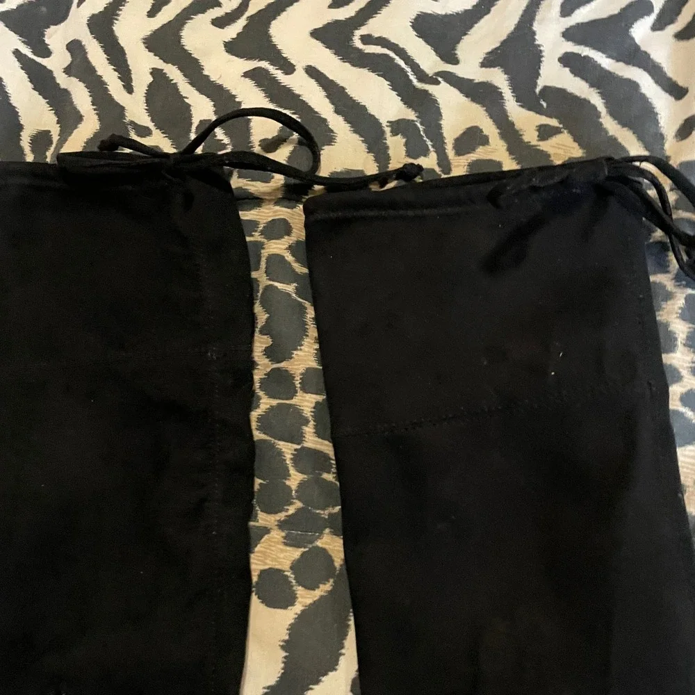 Black Knee High Boots Drawstring Trendy Size‎ 6 Time and Tru